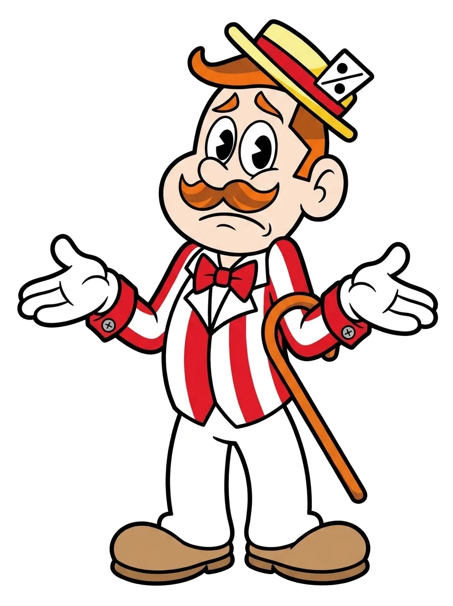 Jack the carnival barker giving a shrug